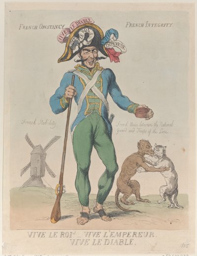 Leve de Koning! Leve de Keizer. Leve de Duivel., 12 april 1815 door Thomas Rowlandson