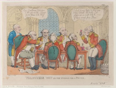Vrijwillige geestigheid of niet genoeg voor een prime door Thomas Rowlandson
