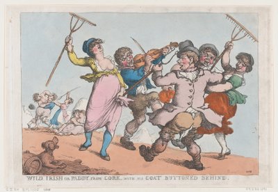 Wilde Ieren, of Paddy uit Cork met zijn Jas Achterstevoren door Thomas Rowlandson