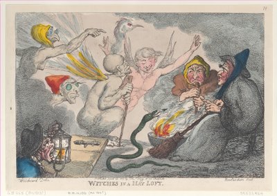 Heksen in een hooizolder door Thomas Rowlandson