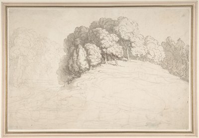Beboste heuvel met herten door Thomas Rowlandson