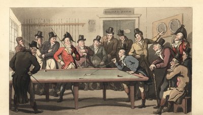 Jonge Engelse heren spelen een spelletje biljart door Thomas Rowlandson