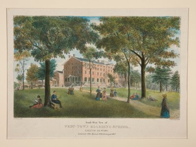 West-Town Boarding School (zuidwest uitzicht), Chester County, Penn. door Thomas S. Sinclair