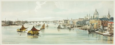 Blackfriars, vanaf Southwark Bridge, plaat zes uit Original Views of London as It Is door Thomas Shotter Boys
