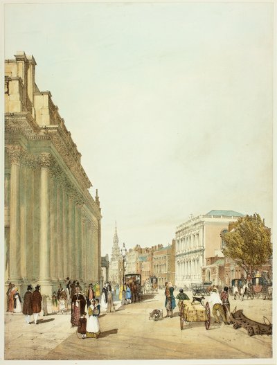 Board of Trade, Whitehall, vanaf Downing Street (plaat acht uit Original Views of London as It Is) door Thomas Shotter Boys