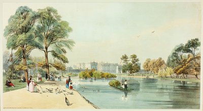 Buckingham Palace vanuit St. James Park, plaat elf uit Originele Zichten van Londen zoals het is door Thomas Shotter Boys