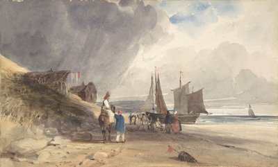 Figuren op een strand, Noord-Frankrijk, 1830 door Thomas Shotter Boys