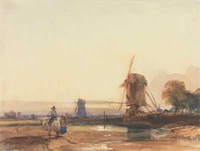 Landschap met windmolens door Thomas Shotter Boys