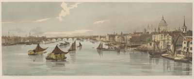 Londen zoals het is: Blackfriars, vanaf Southwark Bridge door Thomas Shotter Boys