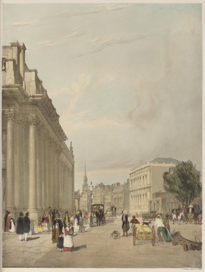 Londen Zoals Het Is: Raad van Handel, Whitehall, vanaf Downing Street door Thomas Shotter Boys