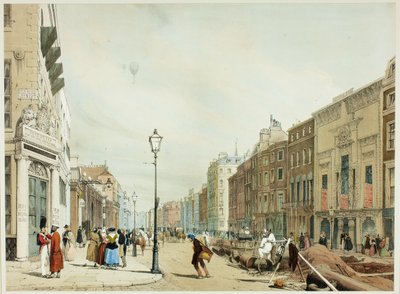 Piccadilly, kijkend naar de stad, plaat zeventien uit Original Views of London as It Is door Thomas Shotter Boys