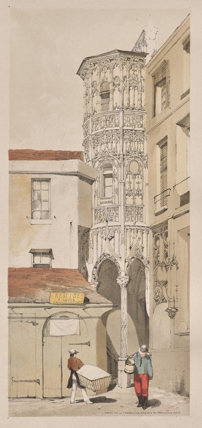 Pittoreske Architectuur in Parijs, Gent, Antwerpen, Rouen: Hôtel de la Tremouille, Rue des Bourbonnois, Parijs door Thomas Shotter Boys