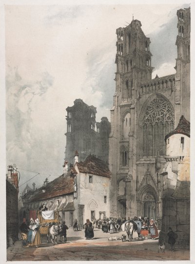Pittoreske architectuur in Parijs, Gent, Antwerpen, Rouen: Laon, Frankrijk, 1839 door Thomas Shotter Boys