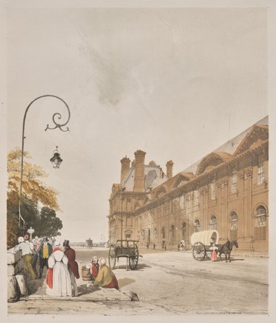 Pittoreske architectuur in Parijs, Gent, Antwerpen, Rouen: Pavillion de Flors, Tuileries, Parijs door Thomas Shotter Boys