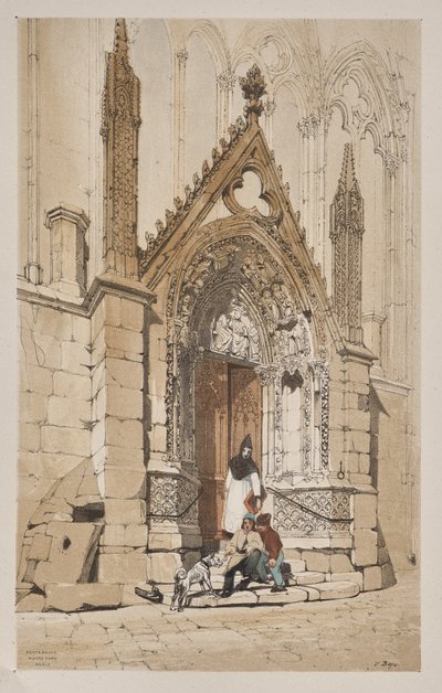 Pittoreske architectuur in Parijs, Gent, Antwerpen, Rouen: Porte Rouge, Nôtre Dame, Parijs door Thomas Shotter Boys