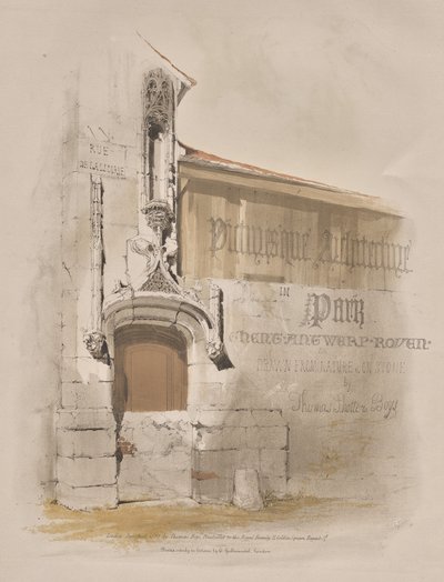 Pittoreske architectuur in Parijs, Gent, Antwerpen, Rouen: Rue de La Licorne door Thomas Shotter Boys