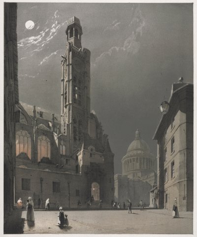 Pittoreske architectuur in Parijs, Gent, Antwerpen, Rouen: St. Etienne du Mont, 1839 door Thomas Shotter Boys