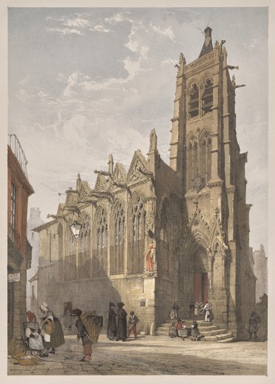 Pittoreske architectuur in Parijs, Gent, Antwerpen, Rouen: St. Severin, Parijs door Thomas Shotter Boys