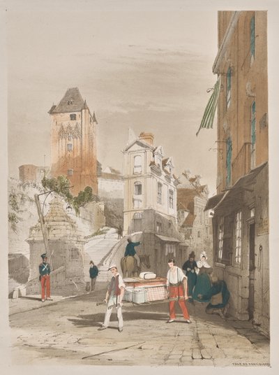 Pittoreske architectuur in Parijs, Gent, Antwerpen, Rouen: Tour de Remy, Dieppe, Frankrijk door Thomas Shotter Boys