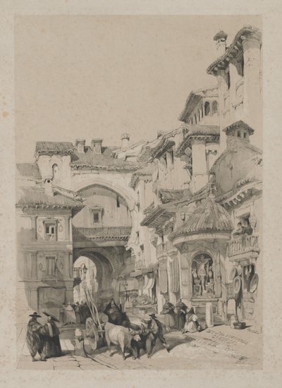 Pittoreske Schetsen in Spanje: Poort van de Vivarrambla, Granada door Thomas Shotter Boys