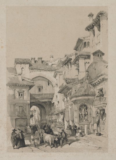 Pittoreske schetsen in Spanje: Poort van de Vivarrambla, Granada, 1837 door Thomas Shotter Boys
