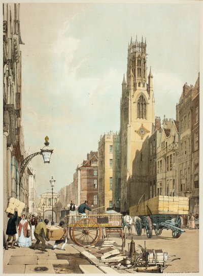 St. Dunstans Fleet Street, plaat 23 uit Originele Uitzichten van Londen zoals het is door Thomas Shotter Boys