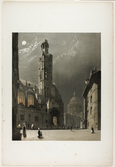 St Etienne du Mont en het Pantheon, Parijs, plaat 20 uit Picturesque Architecture in Paris, Ghent, Antwerp, Rouen, Etc. door Thomas Shotter Boys