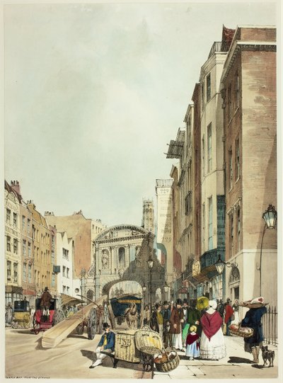 Temple Bar vanaf The Strand, plaat 22 uit Originele Zichten van Londen zoals het Is door Thomas Shotter Boys