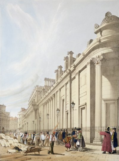 De Bank of England kijkend naar het Mansion House, uit 