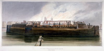 De Tower of London de ochtend na de brand in de Wapenkamer op 30 oktober 1841 door Thomas Shotter Boys