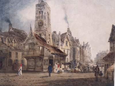 Uitzicht op een Marktplein, c.1832 door Thomas Shotter Boys