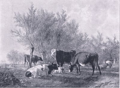 Landschap met vee, uit The Magazine of Art 1893, Cassell and Company door Thomas Sidney Cooper