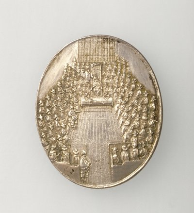 Dunbar Medaille met afbeelding van Het Parlementshuis 1650 (achterkant) door Thomas Simon
