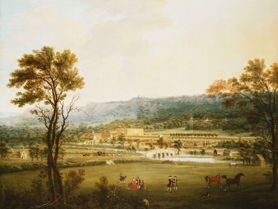 Een Uitgebreid Uitzicht op Chatsworth, Derbyshire vanuit het Zuidwesten door Thomas Smith of Derby