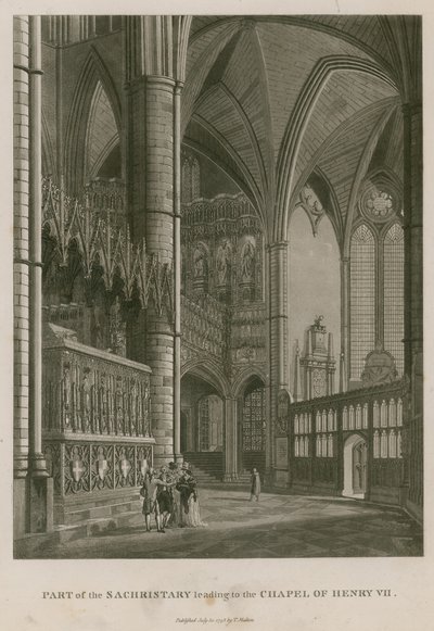 Deel van de Sacristie die leidt naar de Kapel van Koning Hendrik VII, Westminster Abbey, Londen door Thomas Snr. Malton