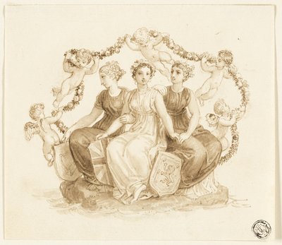 Allegorie van Engeland, Schotland en Ierland door Thomas Stothard