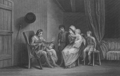 Christen uit zijn angsten aan zijn familie door Thomas Stothard