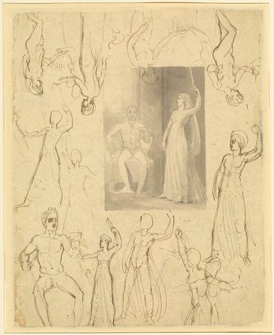 Ontwerp voor een Boekillustratie van Circe en Odysseus (recto) door Thomas Stothard