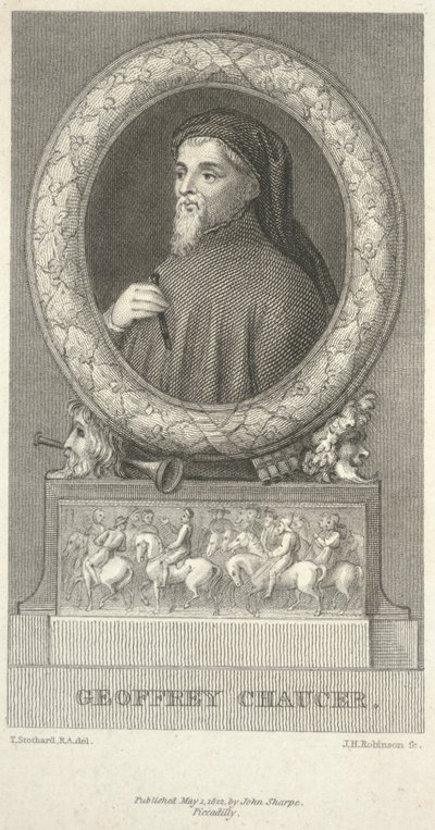 Geoffrey Chaucer, gegraveerd door John Henry Robinson door Thomas Stothard
