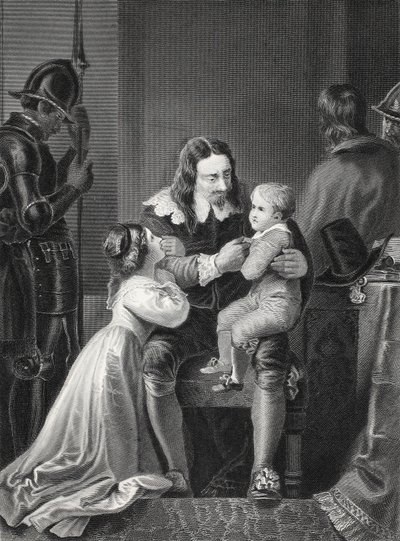Koning Karel I van Engeland neemt afscheid van zijn kinderen voor zijn executie, gegraveerd door A.H. Payne door Thomas Stothard