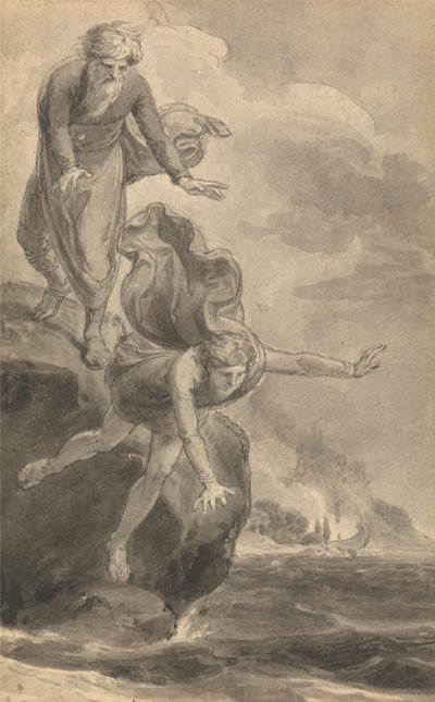 Een van zes illustraties bij Fenelons "De avonturen van Telemachus, zoon van Odysseus" door Thomas Stothard
