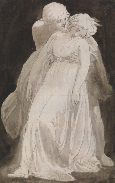 Bezorgdheid: Een Man Ondersteunt een Flauwvallende Vrouw door Thomas Stothard
