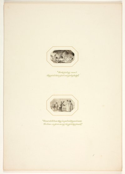 Studie voor een plaat uit „The Task” door Thomas Stothard