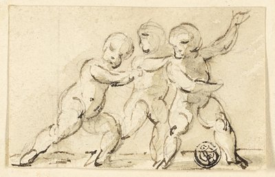 Drie Putti aan het Spelen door Thomas Stothard