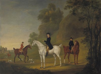 Lord Bulkeley en zijn Harriers, zijn Jager John Wells en Whipper-In R. Jennings door Thomas Stringer