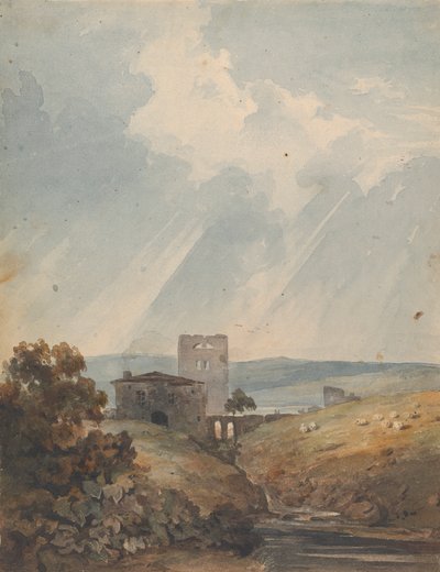 Landschap met Kasteel, Heuvels en Bergen door Thomas Sully