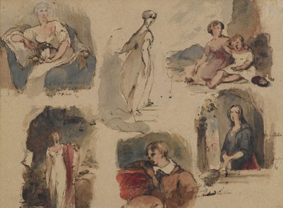 [Zonder titel] (Zes figuurstudies), ca. 1830s door Thomas Sully