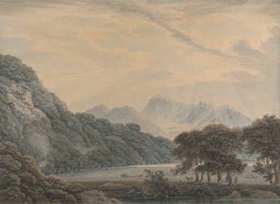 Het hoofd van Ullswater, met de lodge van Patterdale links door Thomas Sunderland
