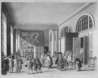 Interieur van het Excise Office, Old Broad Street, City of London, 1810 door Thomas Sutherland