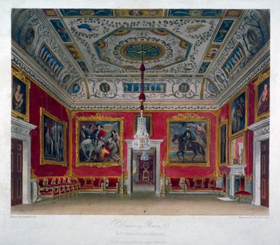 Interieur van de tekenkamer in Buckingham House, Westminster, Londen, 1817 door Thomas Sutherland
